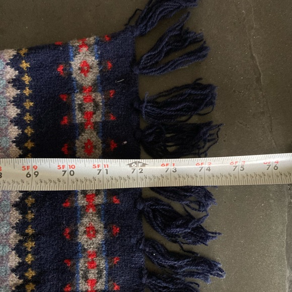 J Crew Fairisle Printed Striped Winter Scarf Blue Fair Isle Pattern Unisex - Picture 5 of 5
